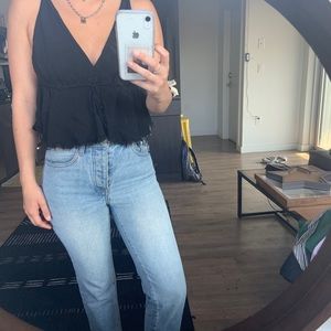 brandy melville black tie tank top